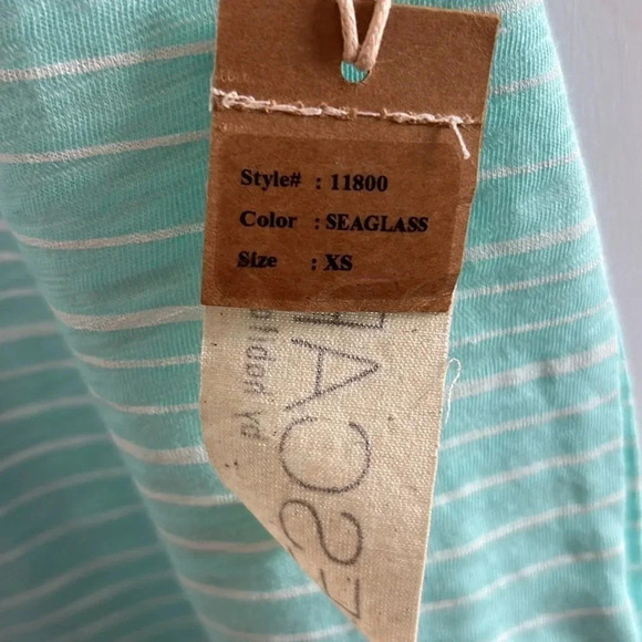 Habitat. ESCAPE. V neck tee shirt with cap sleeves, striped , boxy , relax fit - Picture 7 of 8